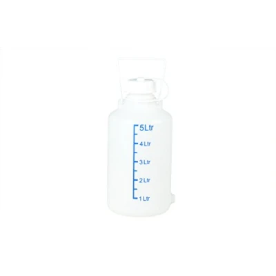 Abbildung von hünersdorff Vorratsbehälter / Ballon Vorratsflasche besonders dickwandig, robust und bruchsicher, chemische Beständigkeit, 5 Liter, mit Skala, Made in Germany