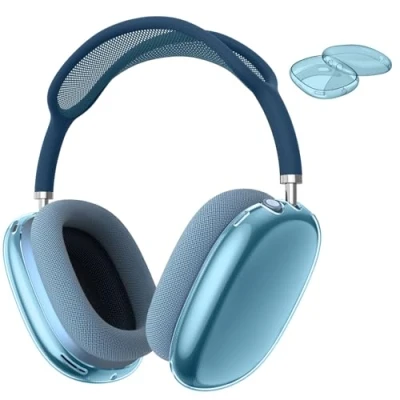 Abbildung von Fintie Hülle Kompatibel mit AirPods Max Kopfhörer, weiche TPU Klar Anti Scratch Schutzhülle für AirPod Max, Klares Blau