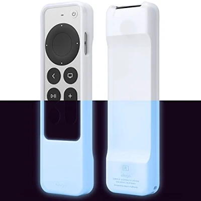 Abbildung von elago R1 Hülle kompatibel mit Apple TV 4K Siri Remote 3. Generation (2022) und 2. (2021) Magnet Technologie (Nachtleuchtendes Blau)