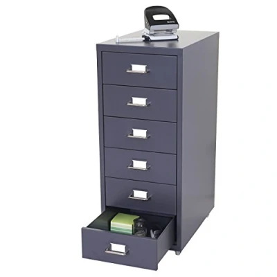 Abbildung von Mendler Rollcontainer Boston T851, Schubladenschrank Stahlschrank, 69x28x41cm 6 Schubladen dunkelgrau