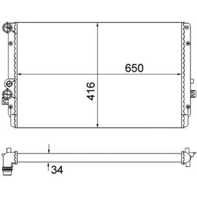 Abbildung von MAHLE ORIGINAL CR 854 001S Kühler, Motorkühlung 650 416 34 Kühlrippen mechanisch gefügt VOLKSWAGEN: Golf 4 Schrägheck, Bora Limousine, Variant