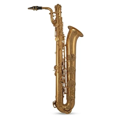 Abbildung von Roy Benson Eb Bariton Saxophon BS 302 (ergonomisches RND S Bogen Design, Premium Messing Korpus &amp; Klappen, inkl. Ernst Schreiber Mundstück, transportfreundliches Rechtecketui mit Rollen)