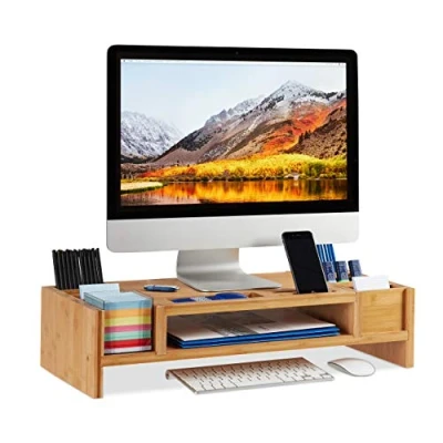 Abbildung von relaxdays Monitorständer mit Staufächern Monitor Halterung