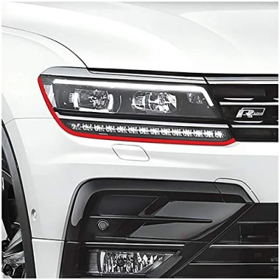 Abbildung von Devil Eye® Scheinwerferfolie rot Zierstreifen Dekor Dekorleiste Folie Flexibel für Scheinwerfer Kfz Auto Zubehör Selbstklebend KX004 (Kompatibel mit VW Tiguan ab 2020)