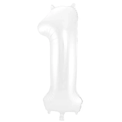 Abbildung von Folie Balloon Nummer 1 Matt White Metallic 86 cm