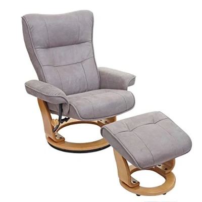 Abbildung von MCA Relaxsessel Montreal, Fernsehsessel Hocker, Stoff/Textil 130kg belastbar hellgrau, naturbraun