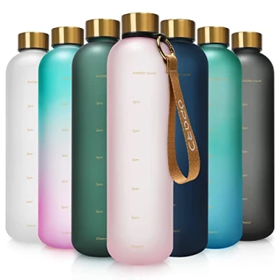 Abbildung von Opard Trinkflasche, 1L/800ml Wasserflasche, Auslaufsichere Water Bottle, BPA Frei Sportflasche Zeitmarkierung Wasser Flasche (800ml Weiß, 800ml)