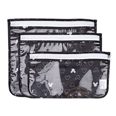 Abbildung von Bumkins TSA Zulassung Kulturbeutel Reisetasche Quart Zip Pouch Klar Seite PVC Frei Vinylfrei 3er Set Disney Mickey Mouse Icon