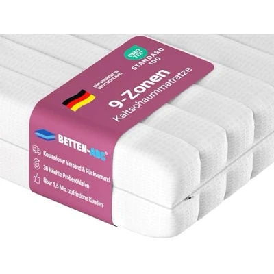Abbildung von Betten ABC OrthoMatra KSP 1000 9 Zonen Kaltschaummatratze, H2/H3, 16 cm Höhe, atmungsaktiv, für Allergiker geeignet, 100% Polyester Bezug, Größe: 90 x 190 cm, Härtegrad: H2