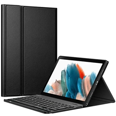 Abbildung von Fintie Tastatur Hülle für Samsung Galaxy Tab A8 10.5&#039;&#039; 2022/2021 SM X200/X205, Soft TPU Rückseite Gehäuse Schutzhülle, Magnetisch Abnehmbarer mit Deutsche QWERTZ Layout, Schwarz