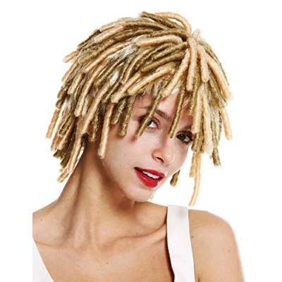 Abbildung von WIG ME UP DH1110 ZA89/ZA88 Perücke Damen Herren Karneval Spirallocken Afrolocken kurz voluminös Afro Karibik Rasta Dreads heller Blond Mix
