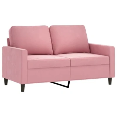 Abbildung von vidaXL Sofa 2 Sitzer, Loungesofa Couch mit Armlehnen Rückenkissen, Wohnzimmersofa Designsofa Metallgestell, Sitzmöbel Zweisitzer, Rosa Samt