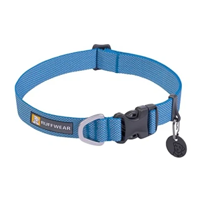 Abbildung von RUFFWEAR Hundehalsband Hi &amp; Light, ultrastark und leicht, Starkes Tubelok Gewebe, Aluminium Leinenbefestigungsring Schnalle, stilvolles Halsband, Blue Dusk (S, 28 36cm)
