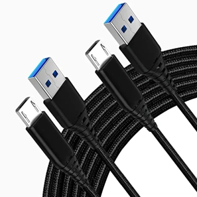 Abbildung von PS4 Controller Ladekabel 3M+3M Kabel für Playstation 4/Sony PS4/PS4 Slim/Nacon Pro/Xbox One/One S/One Elite/Microsoft One X Controllers,Micro Usb Datenkabel und Schnellladekabel,Schwarz