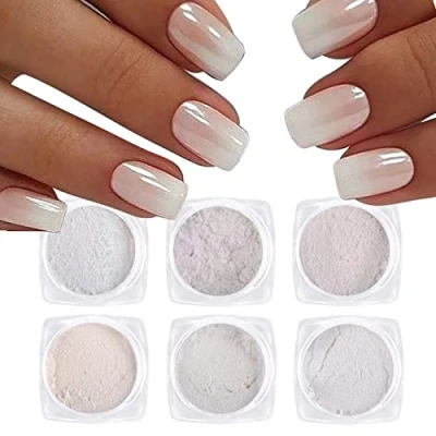 Abbildung von GZSYY Pearl Powder Nail Chrome Spiegel Glitzerpuder, 6 Stück Chamäleon Metallic Art Pulver Pigmente für Nagel Dekoration