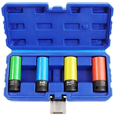 Abbildung von S&amp;R Kraft Schoneinsätze Set 1/2&quot; 15 21 mm für Alu Felgen, Radschrauben &amp; Radmuttern Chrom Molybdän Stahl, geeignet Schlagschrauber und Drehmomentschlüssel, Vierkantantrieb