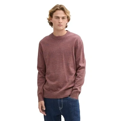 Abbildung von TOM TAILOR Denim Herren Strickpullover aus Baumwolle, 37083 Orange Blue Mouline, XL