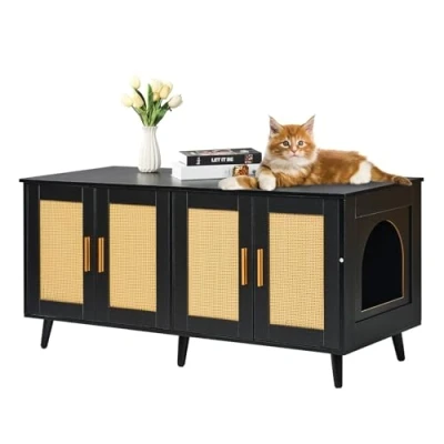 Abbildung von VEVOR Katzentoilette Katzenklo Schrank Katzenhaus Katzenschrank 1,19x0,5x0,55m