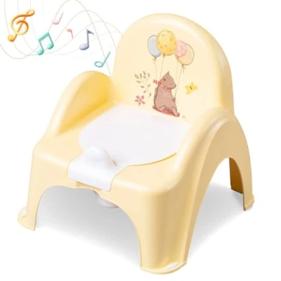 Abbildung von Babykajo Töpfchen mit Musik und herausnehmbarem Topf. Kinder Anti Rutsch Beschichtung Baby Griff zum einfachen Ausleeren! Perfekt für das Töpfchentraining!