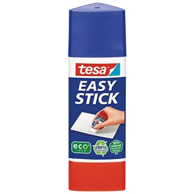 Abbildung von tesa Easy Stick ecoLogo 25 g, präzises Kleben, lösungsmittelfrei, geruchsneutral, kalt auswaschbar, umweltfreundlich 100% recycelter Kunststoff, 60% natürliches Material, 80% recycelte Verpackung