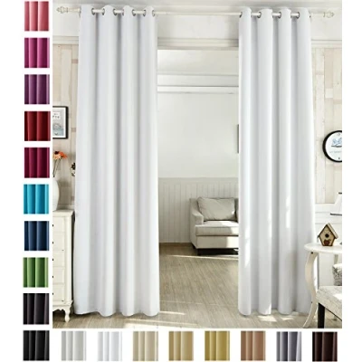 Abbildung von WOLTU Gardinen Vorhang Blickdicht mit Ösen, Leichter &amp; weicher Verdunklungsvorhang Wärmeisolierend Ösenschal 135x245 cm Grau Weiß, Thermovorhang Kälteschutz für Wohnzimmer Schlafzimmer Kinderzimmer