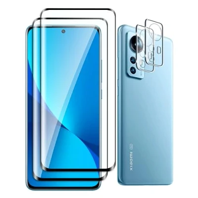 Abbildung von Fyqzio [2+2 Stück Gehärtetes Glas Schutzfolie kompatibel mit Xiaomi 12/12X und Kamera,Keine Blasen,9H Härte,Anti Scratch,3D Curved,HD Displayschutz für