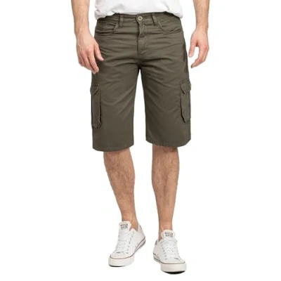 Abbildung von Rock Creek Herren Shorts Hosen Cargo Bermuda Sommer Regular Fit Kurze Hose Stoff Sommerhose H 378 Dunkelgrün W36