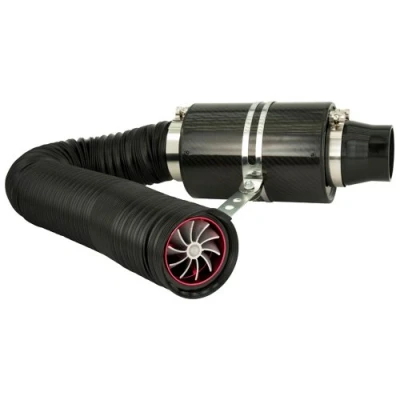 Abbildung von AUTO STYLE Universelles Luftfiltersystem Karbon inkl. 1m Schlauch/Turbo/2 Adapter 76mm/63.5mm