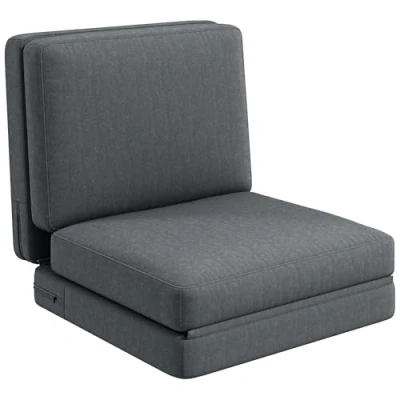 Abbildung von HOMCOM Bodensofa 3 in 1 Klappbar Schlafsofa mit Samtoptik, Gepolstert Sofabett bis 240 kg belastbar, für Schlafzimmer, Wohnzimmer, Dunkelgrau