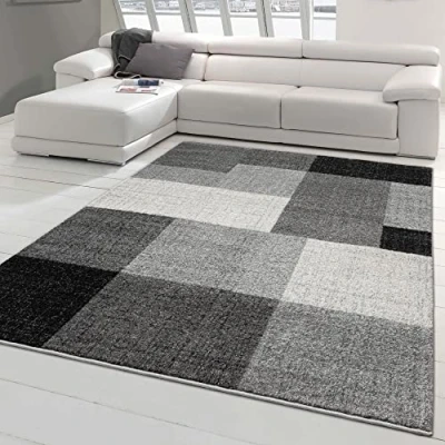 Abbildung von Teppich Traum Strapazierfähiger Wohnzimmerteppich mit quadratischen Mustern pflegeleicht Creme grau, Größe 120x160 cm