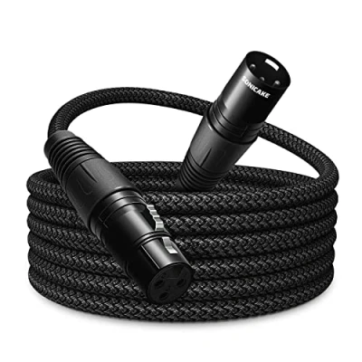 Abbildung von SONICAKE XLR Mikrofonkabel Stecker auf Busche 3 polig Nylon geflochten Kabel Schwarz (2M)