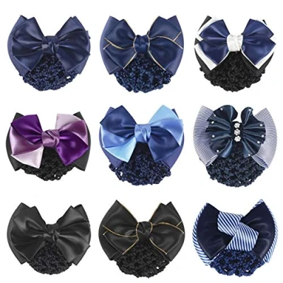 Abbildung von 5pcs Bogen Haarknoten Net Spange Haarspange Snood Crochet Bun Abdeckung Frauen Bowknot Haarnetz (random Farben)