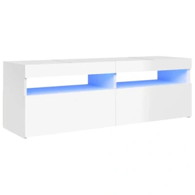 Abbildung von vidaXL TV Schrank mit LED Leuchten Lowboard Fernsehschrank Fernsehtisch Sideboard HiFi Möbel Tisch Board Hochglanz Weiß 120x35x40cm