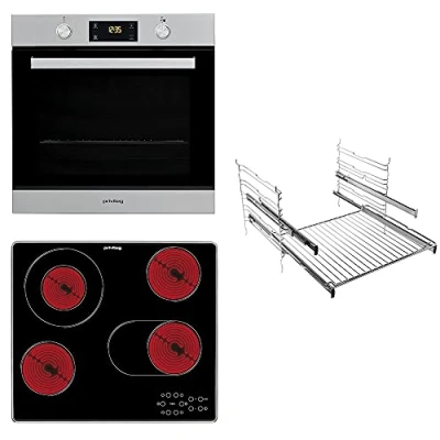 Abbildung von Privileg Backofen Set &quot;BAKO Turn&amp;Cook 400&quot;, PBWR6 OP8V2 IN, mit 2 fach Teleskopauszug, Pyrolyse Selbstreinigung, Restwärmeanzeige