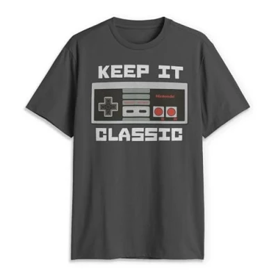 Abbildung von Nintendo Herren Keep It Classic T Shirt, Dunkelgrau, XL