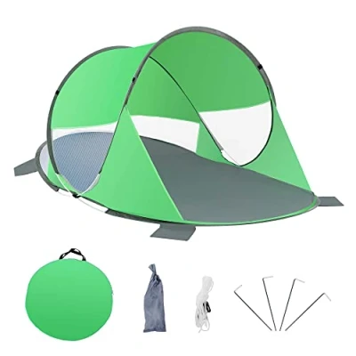 Abbildung von Duhome Strandmuschel Pop Up, Strandzelt für 1 3 Personen Tragbar Beach Zelt mit UV Schutz Einfacher Aufbau Strand Camping Garten, Grün