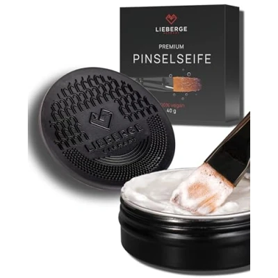 Abbildung von LIEBERGE Premium Pinselseife 40g + hochwertige Pinsel Reinigungsmatte Veganer Pinselreiniger Acrylfarbe, Aquarellfarbe UVM. (40g)