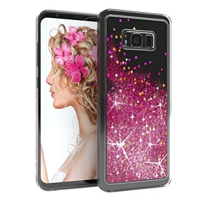 Abbildung von EAZY CASE Hülle kompatibel mit Samsung Galaxy S8 Plus Schutzhülle Flüssig Glitzer, Handyhülle, Schutzhülle, Back Cover Glitter Flüssigkeit, aus TPU/Silikon, Transparent/Durchsichtig, Pink