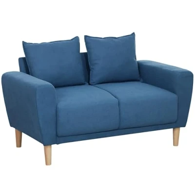 Abbildung von HOMCOM 2 Sitzer mit Kissen, 51cm extra tiefen Sitzen, Holzrahmen, aus Samt, Doppelsofa 1 Teile, für Wohnzimmer Schlafzimmer Büro, 133 x 73 81 cm, Blau