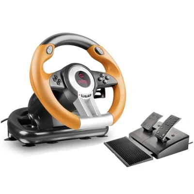 Abbildung von Speedlink DRIFT O.Z. Racing Wheel USB Gaming Lenkrad für PC/Computer, PC mit Pedalen und Schaltung, Schaltwippen Schaltknüppel, Force Feedback, schwarz orange