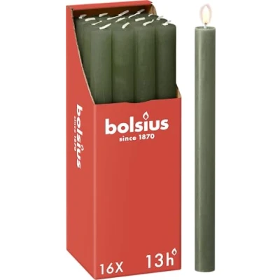 Abbildung von Bolsius Abendkerze Rustikal Fresh Olive 27 cm 16 Stück