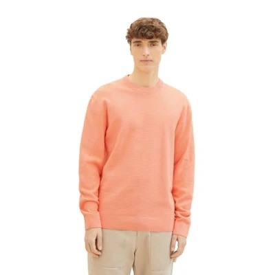Abbildung von TOM Tailor Denim MIT Struktur Strickpullover, Herren, Größe: Medium, Clear coral