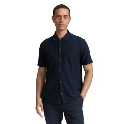 Abbildung von TOM Tailor Regular FIT Kurzarm Hemd, Herren, Größe: XL, Sky captain blue