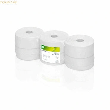 Abbildung von 6 x Satino Toilettenpapier 317130 Jumborolle 2 lagig hochweiß 380m S