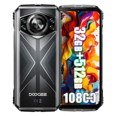 Abbildung von DOOGEE S118 Smartphone ohne Vertrag, Helio G100 Octa Core 32GB + 512GB, 10800mAh Akku / 33W, Robustes 4G, 50MP Kamera (12MP Infrarot) 8MP 32MP, Android 14 6.58 Zoll, NFC (Schwarz)