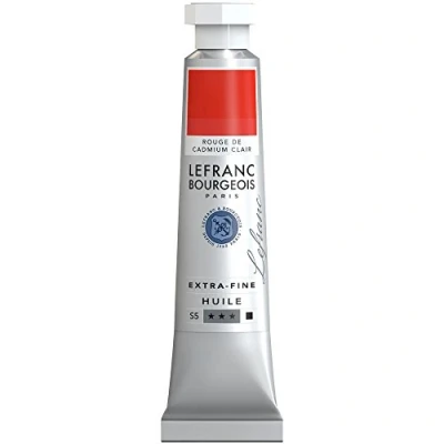 Abbildung von Lefranc Bourgeois 404934 extra feine Ölfarbe in Künstlerqualität aus hochwertigen Pigmenten, lebendige Farben, hohe Lichtechtheit, 20ml Tube Kadmiumrot Hell