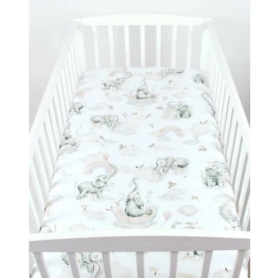 Abbildung von BabyLux SPANNBETTLAKEN 70x140 Spannbetttuch Baumwolle Kinder Baby Babybett, 127. Elefanten Beige
