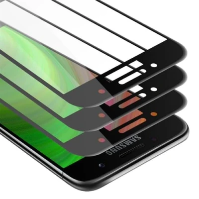 Abbildung von Cadorabo 3x Vollbild Panzer Folie kompatibel mit Samsung Galaxy A5 2017 Schutzfolie in TRANSPARENT SCHWARZ 3er Pack Gehärtetes (Tempered) Display Schutzglas 9H Härte 3D Touch