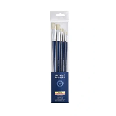 Abbildung von Lefranc &amp; Bourgeois 810104 Schweineborstenpinsel in feiner Qualität für Ölfarbe oder Acrylfarbe 6 Pinsel Set
