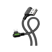 Abbildung von mcdodo LED 90 Grad M Ladekabel Winkel USB Kabel Nylon geflochten Kabel, Standard USB, Lightning (300 cm), Winkelstecker